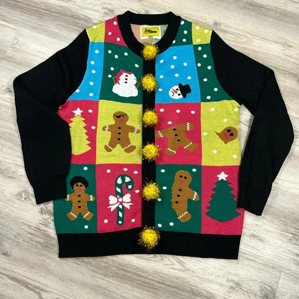 Women’s Tipsy Elves Ugly Christmas Sweater Button Down Cardigan / Size Large EUC